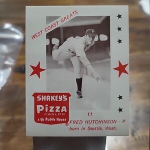 1975 Shakey's Pizza West Coast baseball Greats Fred Hutchinson Card